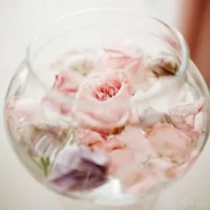 Rosewater and rose petals